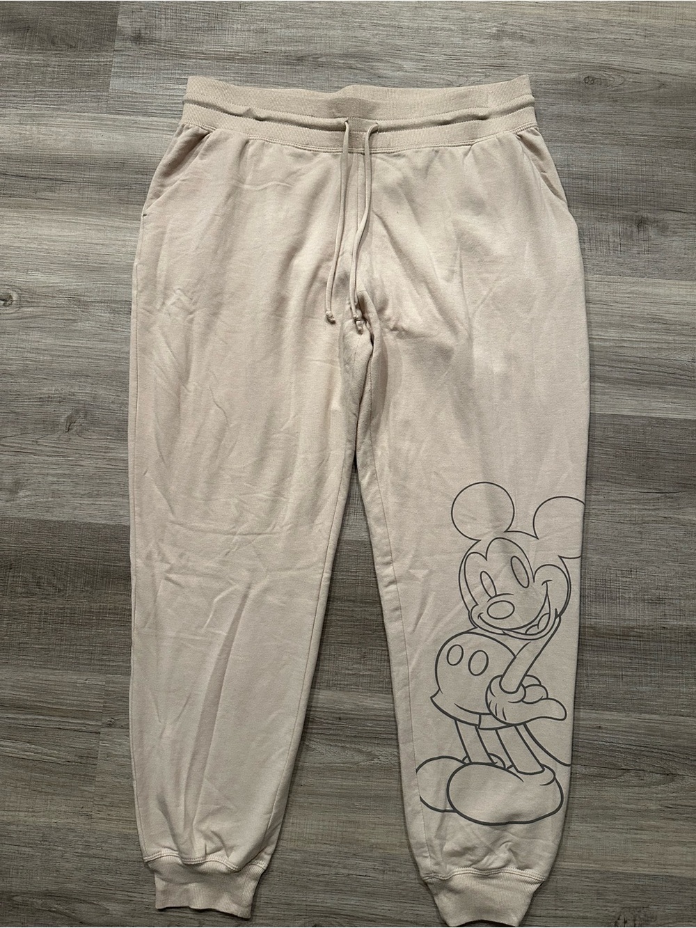 Disney Beige Mickey Mouse Lounge Pants with Subtle Logo